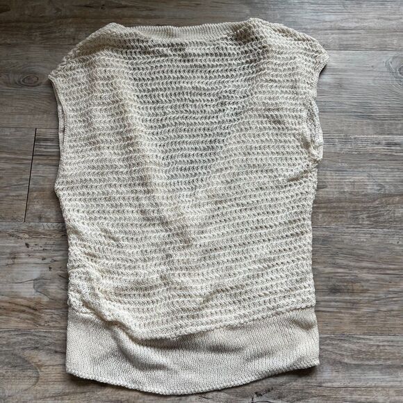 Vintage Knit Vest Medium Button Cream Crochet Layering Fall Nordic 90s 80s - Picture 2 of 8